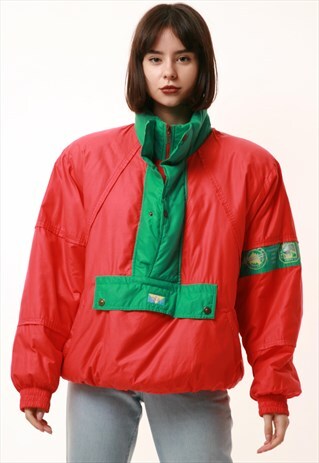 80S VINTAGE ANORAK PADDED 1/4 ZIP JACKET BOMBER 1190