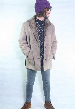VINTAGE SUEDE SHEEPSKIN SHERLING LINED COAT