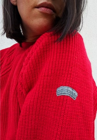 VINTAGE KNIT ADIDAS RED JUMPER