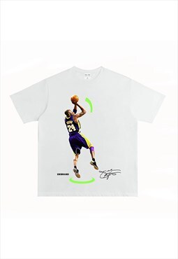 White Kobe Graphic fans Retro T shirt tee 