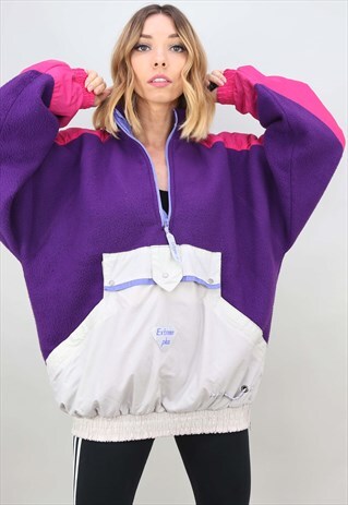 VINTAGE 90S OVERSIZED 1/4 ZIP PULL OVER FLEECE