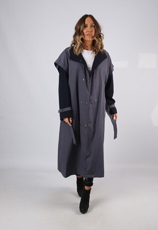 RAIN MAC JACKET COAT LONDON FOG LONG WOOL UK 14 (J7O)