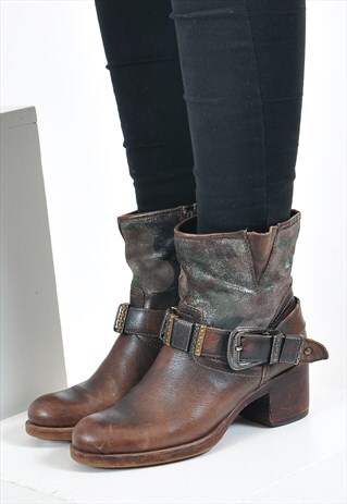 VINTAGE REAL LEATHER ANKLE BOOTS
