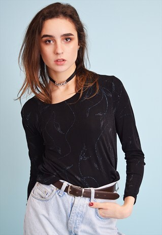 90'S RETRO KITSCH LYCRA PARTY SHIMMER TOP BLOUSE