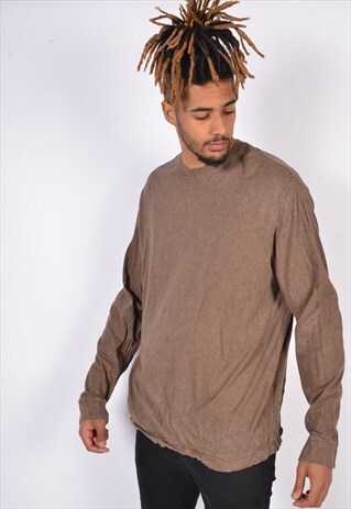 VINTAGE 90S EDDIE BAUER CREW NECK LONG SLEEVE TOP BROWN