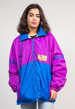 VINTAGE 90'S BRIGHT COLOURBLOCK CAGOULE JACKET