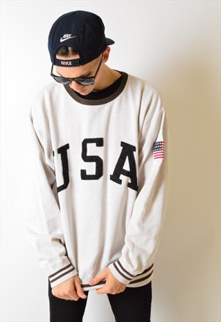 VINTAGE 90S BEIGE RALPH LAUREN USA SWEATSHIRT JUMPER