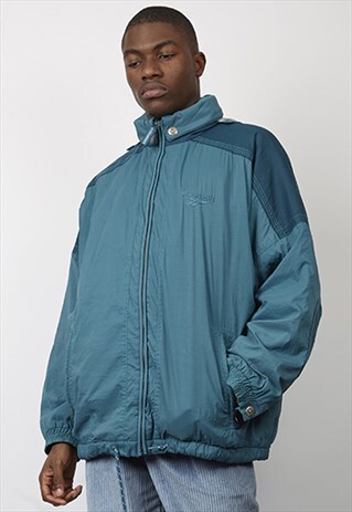 VINTAGE 80'S REEBOK TEAL FLEECE LINED SHELL JACKET