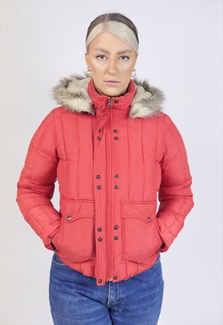 VINTAGE 90S LEVI'S RED HOODED QUILTED JACKET