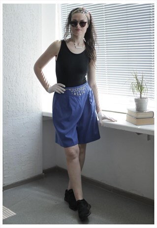 VINTAGE 70'S QUEEN BLUE HIGH-WAISTED SHORTS