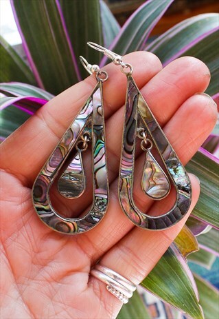 FAIRTRADE TEARDROP ABALONE EARRINGS