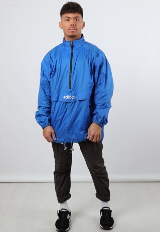 VINTAGE ADIDAS MEDIUM BLUE LIGHTWEIGHT PULLOVER JACKET