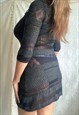 Mesh black y2k knit mini dress