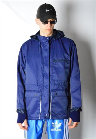 VINTAGE 90S NAVY BLUE PARKA JACKET