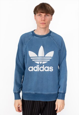 VINTAGE 90S ADIDAS DENIM PRINT SWEATSHIRT ID:3743