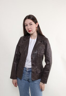 Vintage Western leather jacket, 90s leather blazer 