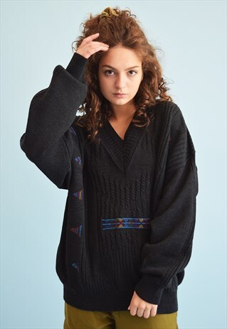 90'S RETRO NORMCORE KNIT OVERSIZED WOOLEN DADS JUMPER