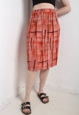 Vintage 80's Crazy Patterned Summer Skirt Orange W31;