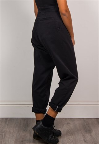 DICKIES VINTAGE 90'S BLACK HIGH WAIST TAPERED TROUSERS