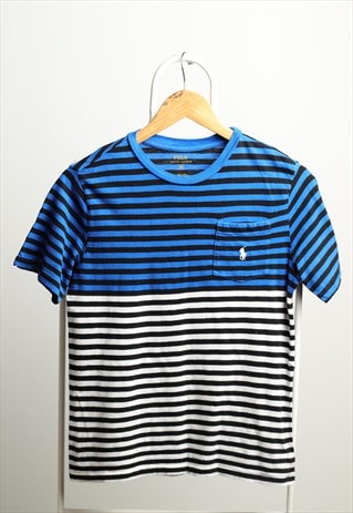 VINTAGE POLO RALPH LAUREN LOGO CREWNECK STRIPED T-SHIRT M