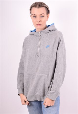 NIKE WOMENS VINTAGE HOODIE JUMPER LARGE GREY 90'S