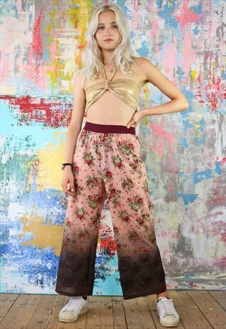 CROP TROUSERS IN DIP DYED VINTAGE FLOWER