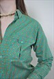 80S FUNKY SHIRT, ABSTRACT BUTTON UP MEDIUM SIZE COTTON 