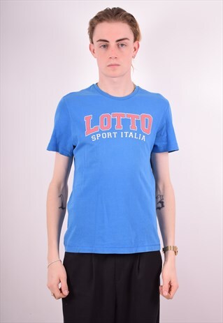 LOTTO MENS VINTAGE T-SHIRT TOP MEDIUM BLUE 90S