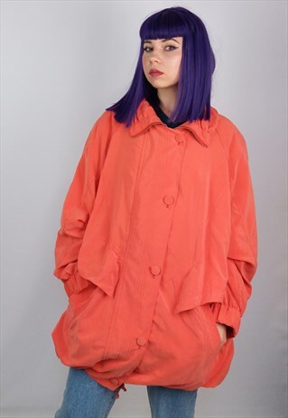 VINTAGE 80'S CORAL PINK OVER-SIZED PARKA JACKET