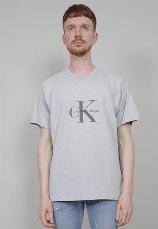 VINTAGE 90'S CALVIN KLEIN OVERSIZED GREY T-SHIRT