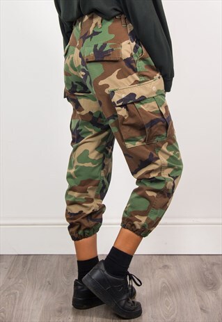90'S VINTAGE ARMY CAMO TROUSERS PANTS