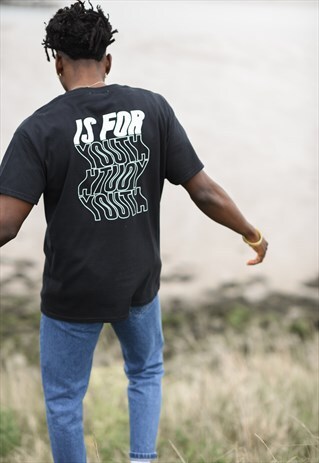 WAVY LOGO T-SHIRT IN BLACK WITH BACK PRINT