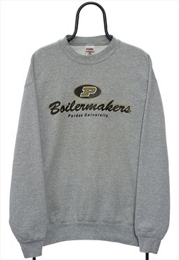Vintage Purdue Boilermakers Graphic Grey Sweatshirt Mens