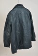 VINTAGE 90S LINED REAL LEATHER COAT IN BLACK