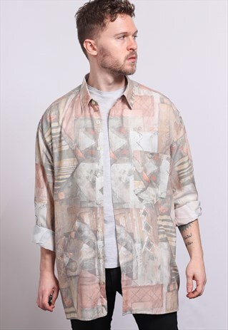 VINTAGE ABSTRACT PATTERNED SHIRT 90'S