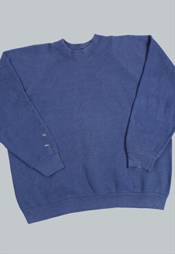 Vintage 90's Sweatshirt Blue Plain Jumper Large