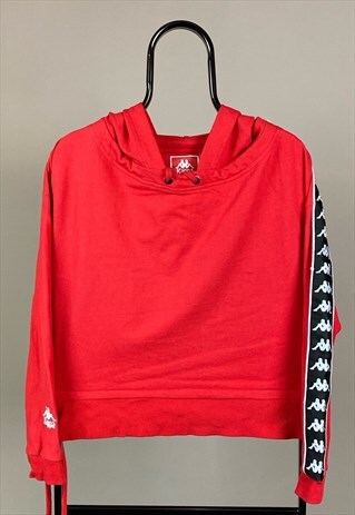 VINTAGE KAPPA CROPPED HOODIE IN RED WITH POUCH POCKET
