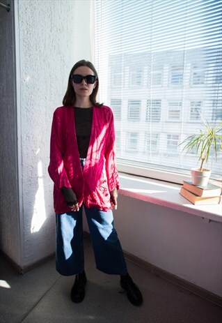 VINTAGE 70'S HOT PINK SHIMMERING KIMONO STYLE JACKET