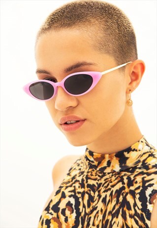 SARA - PINK SKINNY CAT EYE SUNGLASSES