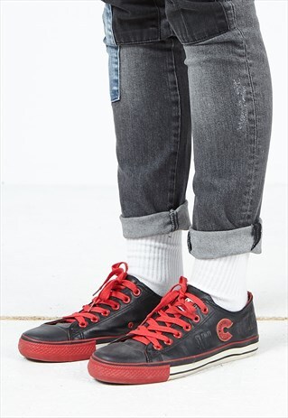 VINTAGE BLACK RED CONVERSE LEATHER TRAINERS