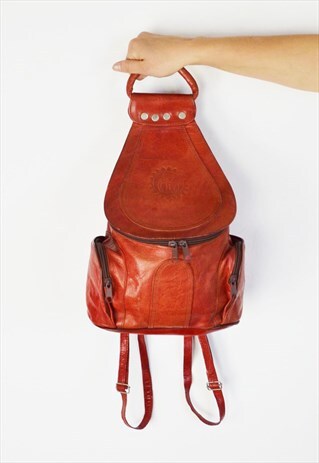 RED LEATHER RUCKSACK / BACKPACK BAG