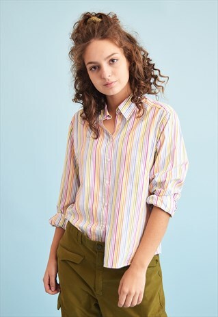 90'S RETRO STRIPED PRINT FESTIVAL SHIRT TOP