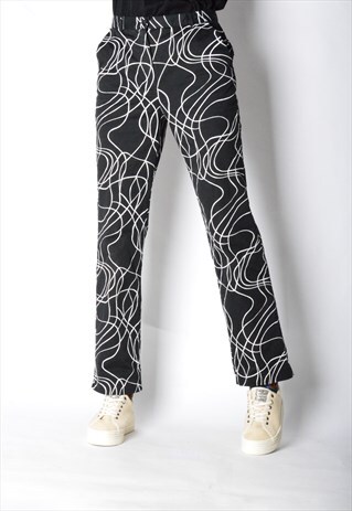VINTAGE 90S BLACK AND WHITE GRAPHIC PANTS
