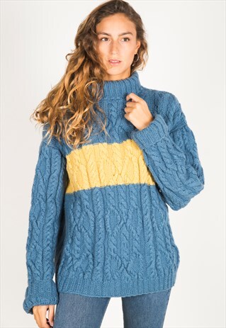 VINTAGE 80S KNIT TURTLE NECK JUMPER / R2881