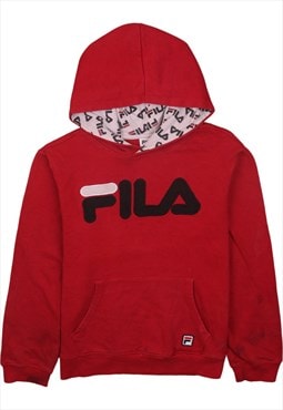 Vintage 90's Fila Hoodie Spellout Pullover Red XLarge