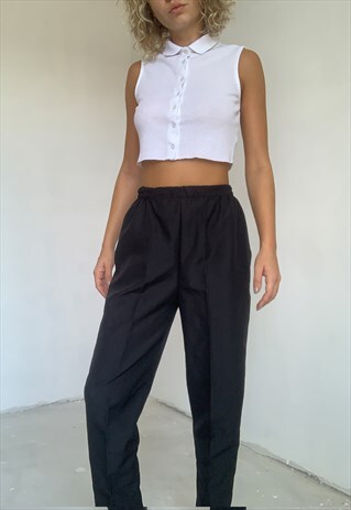 WHITE KNITTED POLO CROP TOP