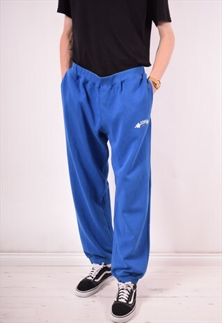 REEBOK MENS VINTAGE TRACKSUIT TROUSERS LARGE BLUE 90S