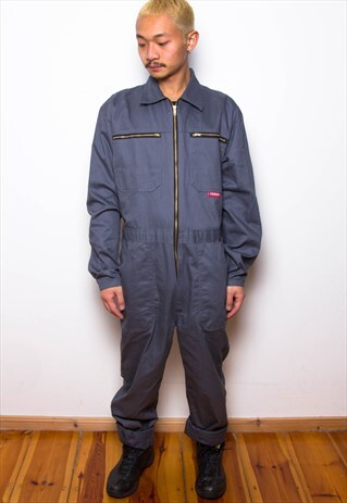 VINTAGE 90S GREY WORKWEAR COVERALLS ID:2053