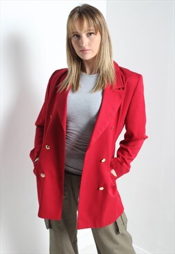 Vintage 80's Double Breasted Jacket Smart Red