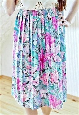 Floral pleated vintage skirt